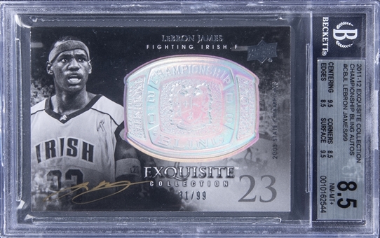 2011/12 "Exquisite Collection" Championship Bling Autos #CBJL LeBron James Signed Card (#31/99) - BGS NM-MT+ 8.5/BGS 10